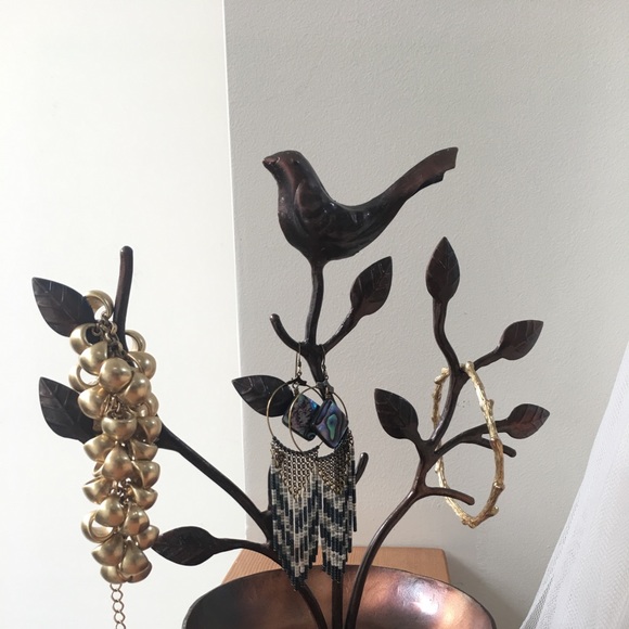 Bronze Jewelry stand with Bird topper - Picture 6 of 7